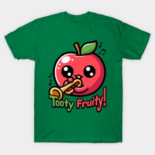 Tooty Fruity! Cute Trumpet Playing Apple Pun T-Shirt